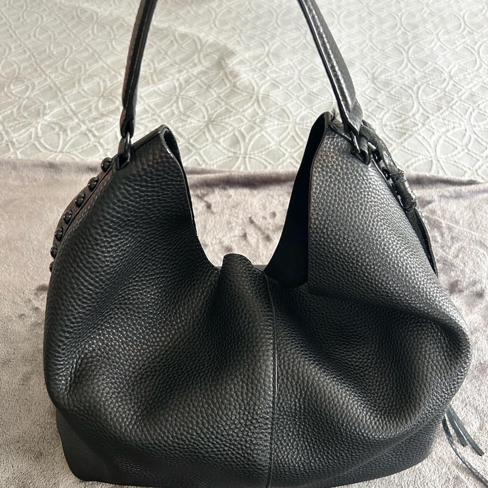 Rebecca Minkoff Black Hobo Bag with Textured Leather and Slouchy Shape